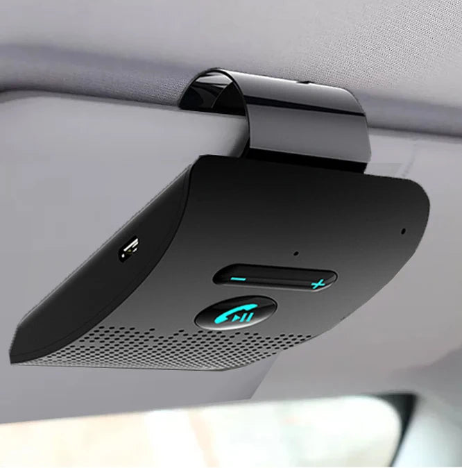 Bluetooth 5.0 Hands-Free Car Kit – 2W HIFI Speaker, Noise Cancelling, Sun Visor Clip & Dual Phone Pairing | Wireless MP3 Player for Cars