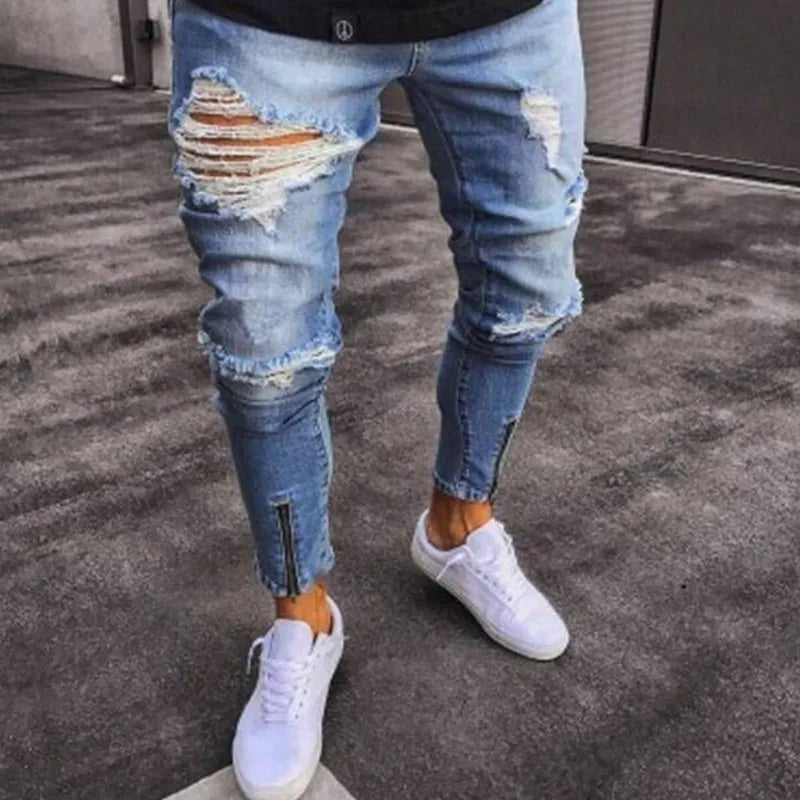 Ripped Stretch Skinny Jeans | Premium Pencil Pants - TheWellBeing4All