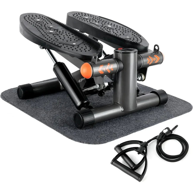Hydraulic Stepper with Resistance Bands – 350LB Capacity Home Gym Equipment, Full-Body Cardio Machine with LED Display & Twist Motion (Compact)