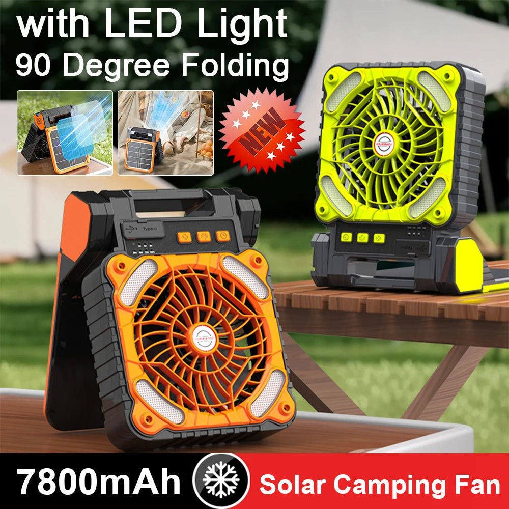 Solar Camping Fan with LED Light