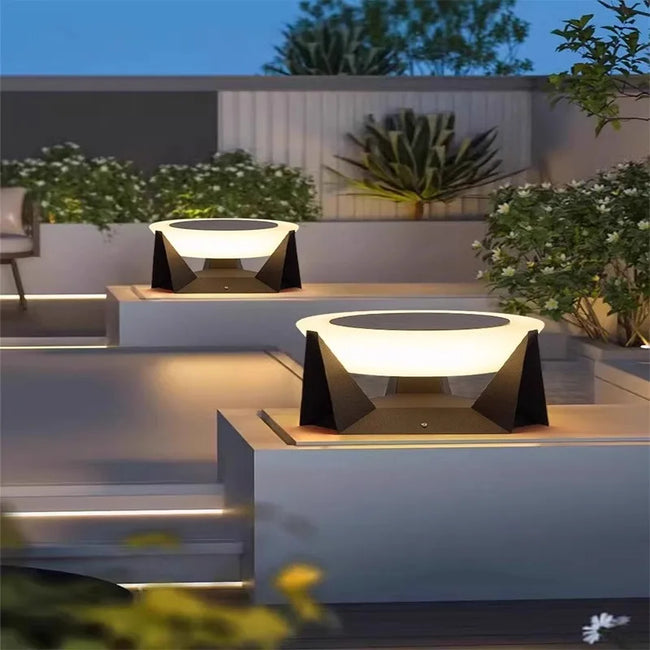Solar-Powered LED Column Lamps – IP65 Waterproof Outdoor Lights with Remote Control, Dimmable 3 Color Temperatures & Stainless Steel Design