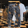 Men's Embroidered Slim Fit Jeans: Casual Streetwear, Chic Pencil Pants