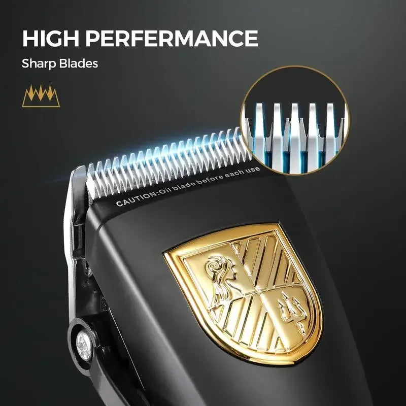 Cordless Hair Clipper Kit: LED Display, 15 Guide Combs, Travel Case, Fast Charging