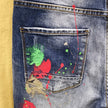 Men's Graffiti Jeans: Spray Paint, Ripped Hole, Hip-Hop Streetwear, Slim Fit