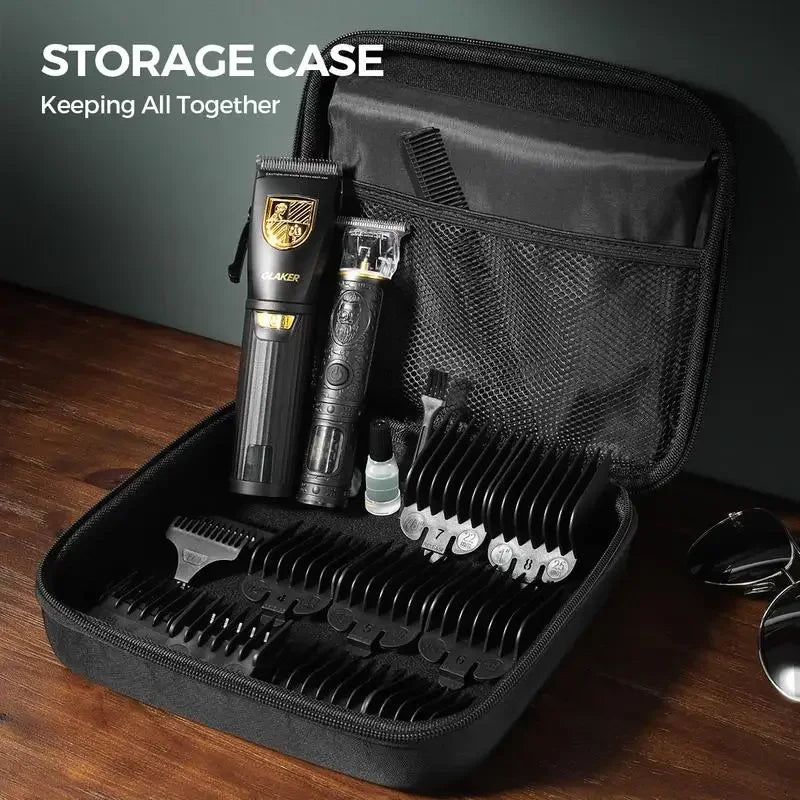 Cordless Hair Clipper Kit: LED Display, 15 Guide Combs, Travel Case, Fast Charging