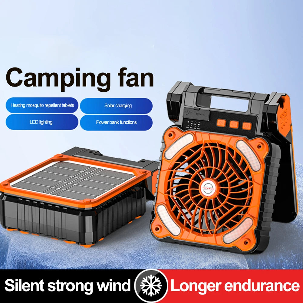 Solar Camping Fan with LED Light