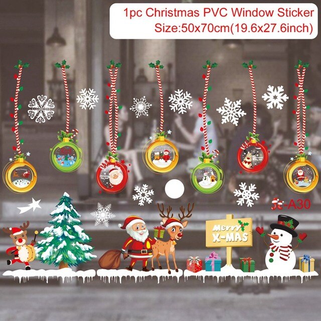 Christmas Wall Window Stickers Marry Christmas Decoration - The Well Being The Well Being as the picture shows / 22 The Well Being Christmas Wall Window Stickers Marry Christmas Decoration