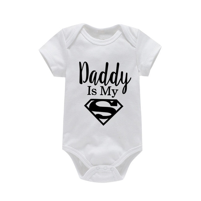 Baby Romper Newborn Baby Boys Girls Clothes Gold Daddy Is My Hero Funny Print Infant Baby Jumpsuit Cute Casual Baby Bodysuit - The Well Being The Well Being white-black / 3-6M The Well Being Baby Romper Newborn Baby Boys Girls Clothes Gold Daddy Is My Hero Funny Print Infant Baby Jumpsuit Cute Casual Baby Bodysuit