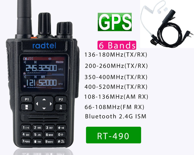 Radtel RT-490 (GPS Blutooth Option) Amateur Ham Two Way Radio 256CH Air Band Walkie Talkie VOX SOS LCD Police Scanner Aviation - The Well Being The Well Being Add earpiece The Well Being Radtel RT-490 (GPS Blutooth Option) Amateur Ham Two Way Radio 256CH Air Band Walkie Talkie VOX SOS LCD Police Scanner Aviation