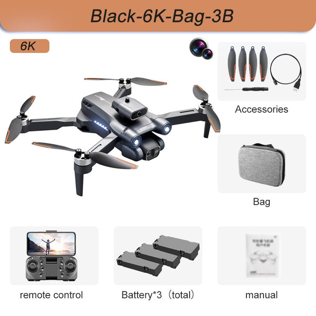 Drone 4k Professional 8K HD Camera Obstacle Avoidance Aerial Photography Brushless Foldable Quadcopter 3km - The Well Being The Well Being Black-Dual6K-Bag-3B The Well Being Drone 4k Professional 8K HD Camera Obstacle Avoidance Aerial Photography Brushless Foldable Quadcopter 3km