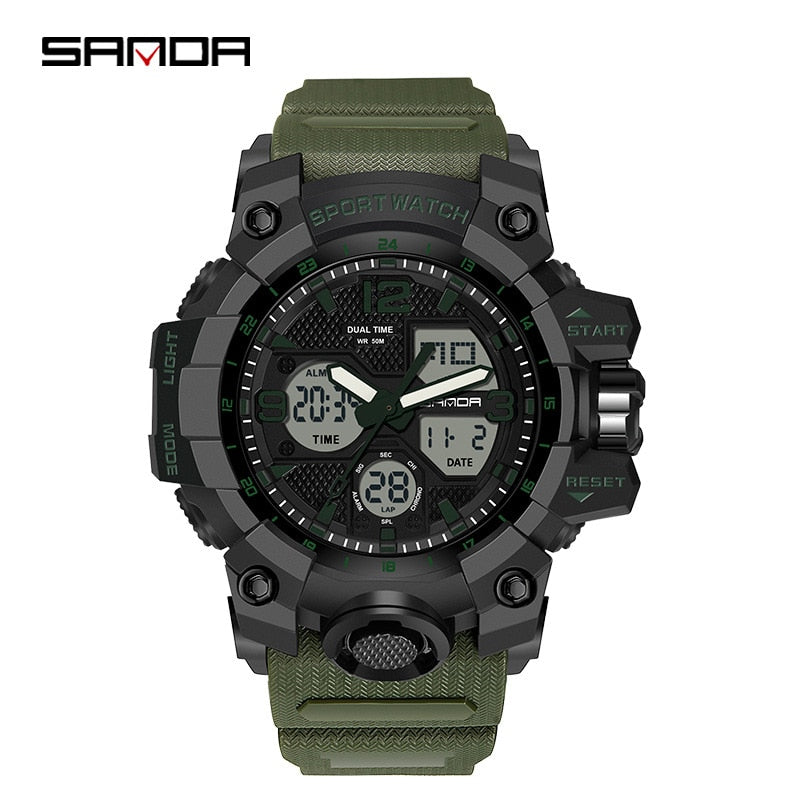 G Style New Men's Watches 50M Waterproof Shock Sports Military Quartz Watch for Male Digital Wristwatch Clock 3133 - The Well Being The Well Being 6030 green black The Well Being G Style New Men's Watches 50M Waterproof Shock Sports Military Quartz Watch for Male Digital Wristwatch Clock 3133