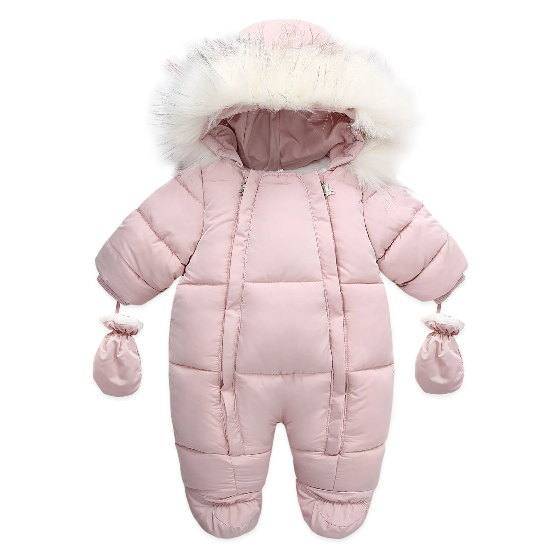 Warm Winter Baby Jumpsuit - Hooded Fleece Rompers for Infants - The Well Being The Well Being pink-2 / 18-24M The Well Being Warm Winter Baby Jumpsuit - Hooded Fleece Rompers for Infants