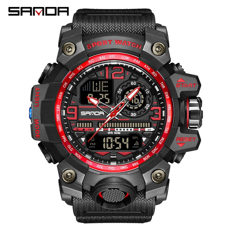 G Style New Men's Watches 50M Waterproof Shock Sports Military Quartz Watch - The Well Being The Well Being 3133 black red The Well Being G Style New Men's Watches 50M Waterproof Shock Sports Military Quartz Watch