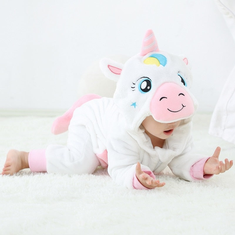 Baby Rompers Winter Kigurumi Lion Costume For Girls Boys Toddler Animal Jumpsuit Infant Clothes Pyjamas Kids Overalls ropa bebes - The Well Being The Well Being White unicorn / 18M The Well Being Baby Rompers Winter Kigurumi Lion Costume For Girls Boys Toddler Animal Jumpsuit Infant Clothes Pyjamas Kids Overalls ropa bebes