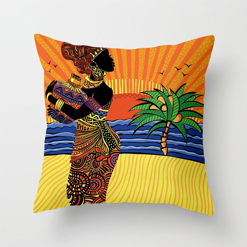 African Style Pattern Sofa Decorative Cushion Cover Pillow Pillowcase Polyester - The Well Being The Well Being 2BZ-40891-016 The Well Being African Style Pattern Sofa Decorative Cushion Cover Pillow Pillowcase Polyester