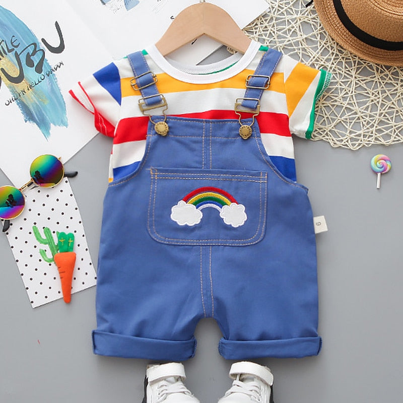 Cartoon infant Suits Baby Clothing Set for Boys Girls Cute Summer Casual Clothes Set Striped Top+Shorts Kids Clothes - The Well Being The Well Being as picture / 9M-3 The Well Being Cartoon infant Suits Baby Clothing Set for Boys Girls Cute Summer Casual Clothes Set Striped Top+Shorts Kids Clothes