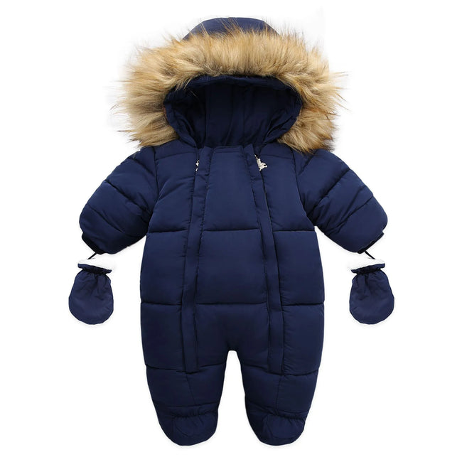 Warm Winter Baby Jumpsuit - Hooded Fleece Rompers for Infants - The Well Being The Well Being Dark blue-2 / 12M The Well Being Warm Winter Baby Jumpsuit - Hooded Fleece Rompers for Infants