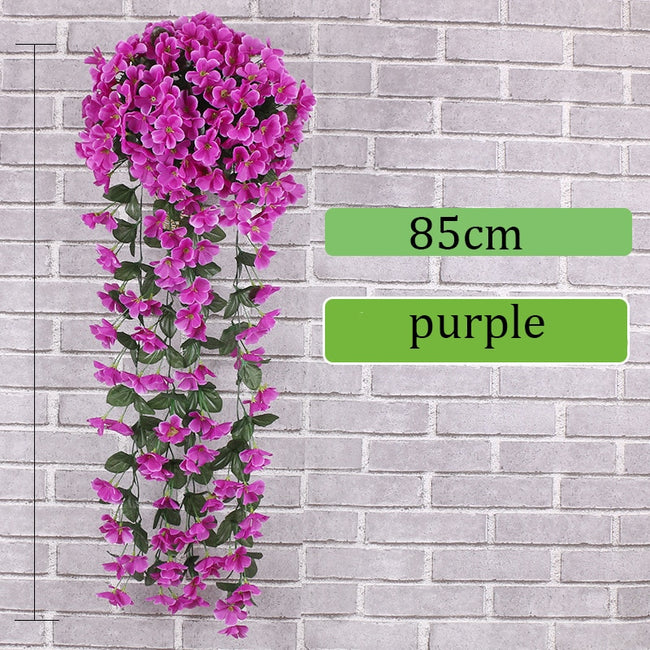 Hanging Artificial Silk Morning Glory Imitation Flower Vine Wedding Garden Decor Fake Plant Vibrantly Color Flower Wall Decor - The Well Being The Well Being H The Well Being Hanging Artificial Silk Morning Glory Imitation Flower Vine Wedding Garden Decor Fake Plant Vibrantly Color Flower Wall Decor