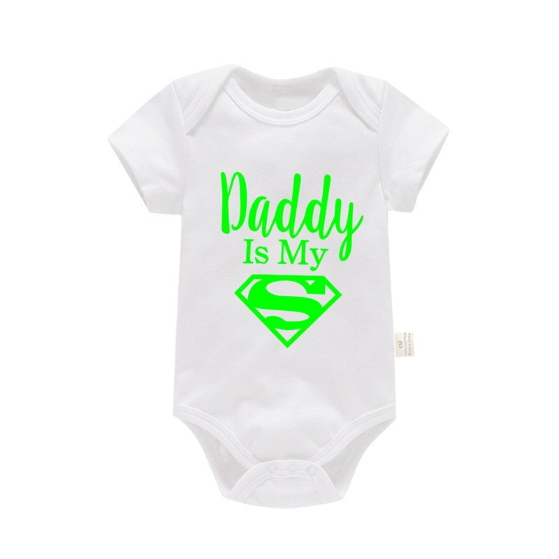 Baby Romper Newborn Baby Boys Girls Clothes Gold Daddy Is My Hero Funny Print Infant Baby Jumpsuit Cute Casual Baby Bodysuit - The Well Being The Well Being white-green / 18-24M The Well Being Baby Romper Newborn Baby Boys Girls Clothes Gold Daddy Is My Hero Funny Print Infant Baby Jumpsuit Cute Casual Baby Bodysuit