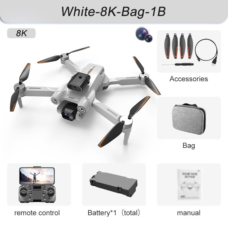 Drone 4k Professional 8K HD Camera Obstacle Avoidance Aerial Photography Brushless Foldable Quadcopter 3km - The Well Being The Well Being White-Dual8K-Bag-1B The Well Being Drone 4k Professional 8K HD Camera Obstacle Avoidance Aerial Photography Brushless Foldable Quadcopter 3km