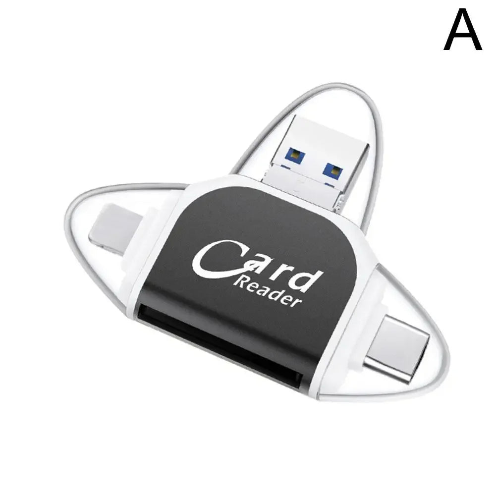 Multi-port 4-in-1 Universal Memory Card Reader - Effortless File Transfer for Photographers and Content Creators