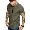 Short Sleeve Hip Hop Streetwear T-Shirt | Summer Longline Curved Hem Fitness Tee - TheWellBeing4All