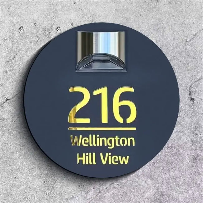 Solar House Address Sign - Custom Round House Number