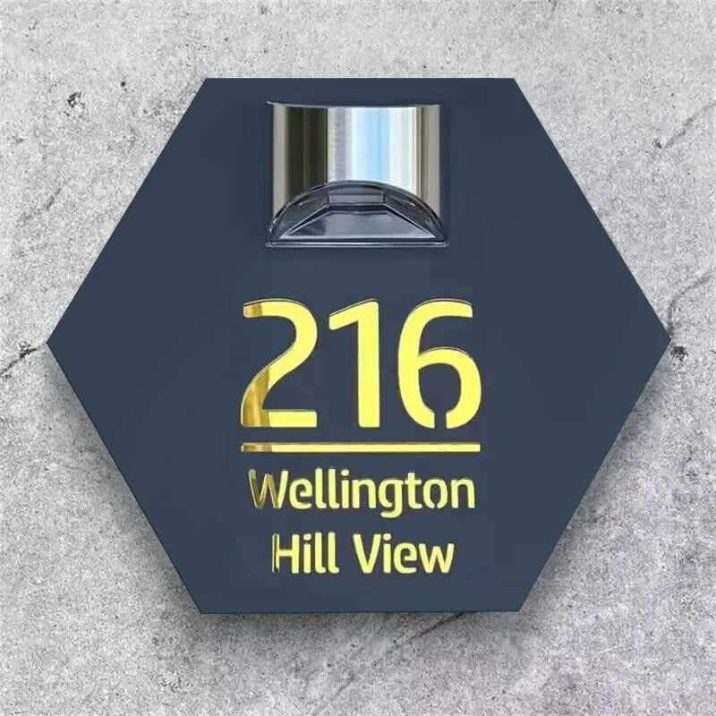 Solar House Address Sign - Custom Round House Number