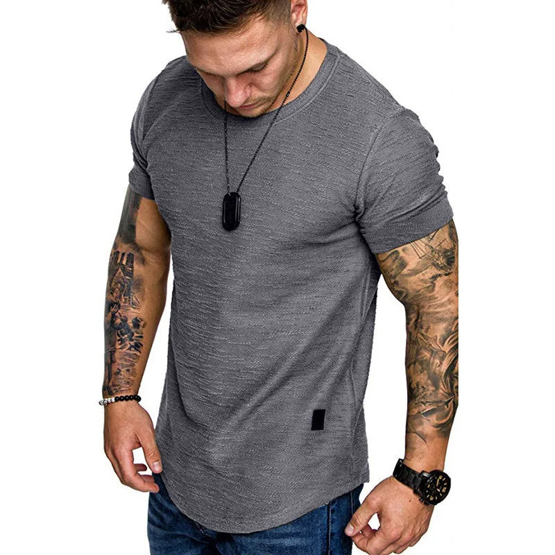 Short Sleeve Hip Hop Streetwear T-Shirt | Summer Longline Curved Hem Fitness Tee - TheWellBeing4All