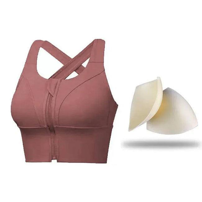 High-Support Sports Bra for Big Breasts S-5XL – Wire-Free Yoga Top with Zipper, Moisture-Wicking & Plus Size Fitness Tank