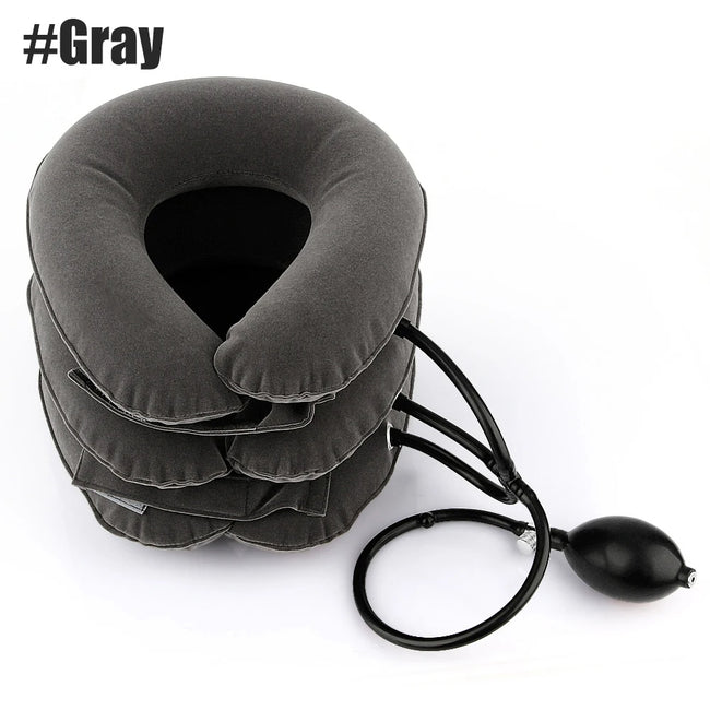 Adjustable Inflatable Cervical Neck Traction Device for Instant Pain Relief - Lightweight & Portable Neck Stretcher Collar