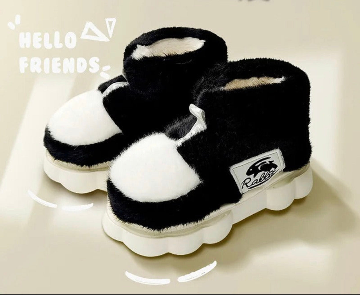 Winter Warm Shoes Plush Lining Indoor Slippers Couples Platform Heel High Top Snow Boots - TheWellBeing4All