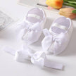 Baby Shoes Baptism White Bowknot Baby Girl Lace Shoes Headband Set Toddler Prewalker Cute Baby Soft Shoes for 0-18M Kids - TheWellBeing4All