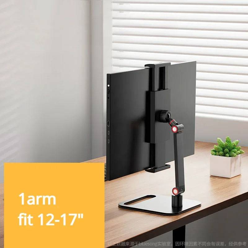 Portable Monitor Desk Holder Metal Stand 16 Inch Universal Expandable Display Base Vesa Mount External Vertical Screen Expansion - TheWellBeing4All