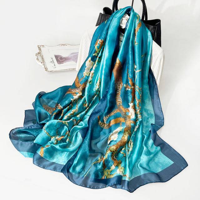 Print silk scarf for lady - TheWellBeing4All