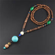 Handmade Necklace Nepal Buddhist Mala Wood Beads Pendant - TheWellBeing4All