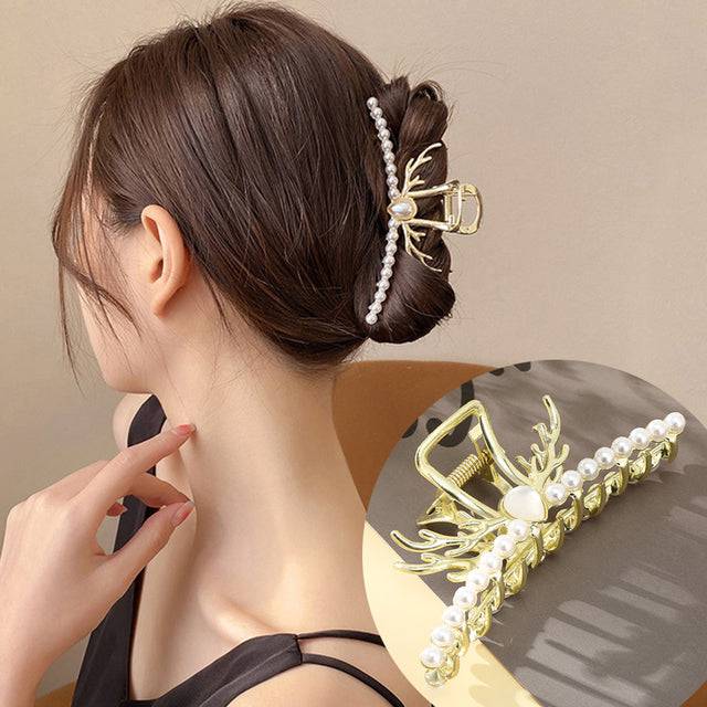 Rhinestone Metal Hair Claw Crab Clip For Women Girls Shiny Barrette Hairpin Crystal Pearl Hair Accessories Jewelry Gift - TheWellBeing4All