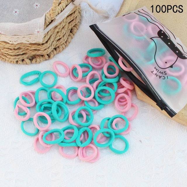 Girls Colorful Nylon Small Elastic Hair Bands Kids Cute Bow Hair Bands Ponytail Holder Headband - TheWellBeing4All