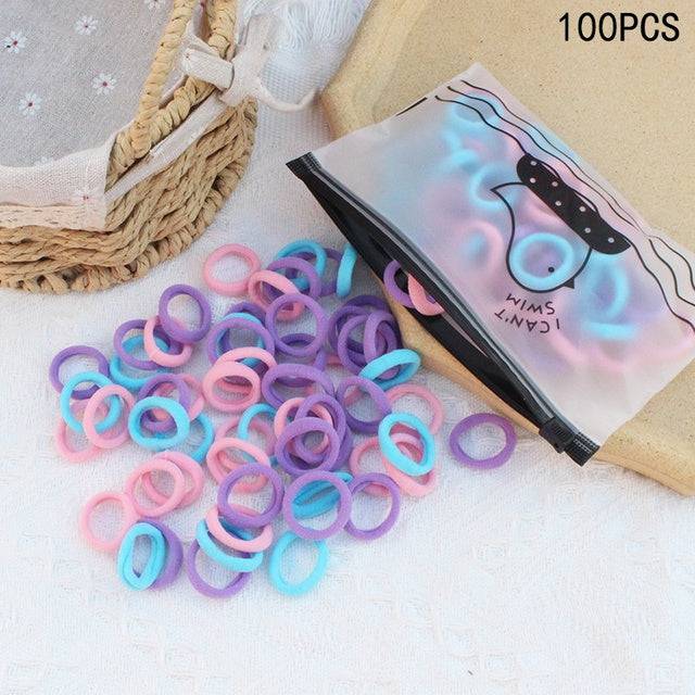 Girls Colorful Nylon Small Elastic Hair Bands Kids Cute Bow Hair Bands Ponytail Holder Headband - TheWellBeing4All