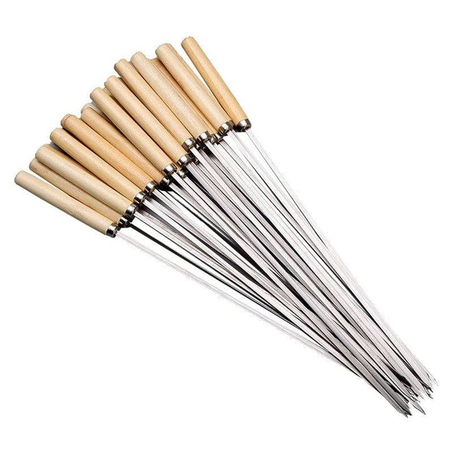 Stainless Steel Barbecue Wooden Handle Sticks - TheWellBeing4All