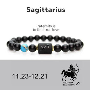 NEW 8mm Black Stone Beads 12 constellation couple Bracelet Men Bracelets For Women Pulseras Masculina Hombre Man Mens Jewellery - TheWellBeing4All