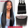 Straight Bundles With Closure Brazilian Hair Weave Bundles With Closure Frontal Pre Plucked Remy Hair Extension - TheWellBeing4All