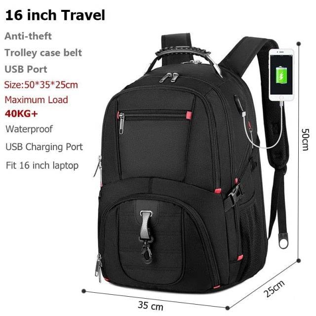 Travel Bag with USB Charging Port, Water Resistant and Swiss-Multifunctional Design - TheWellBeing4All