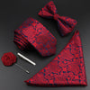 Tie Set Polyester Jacquard Woven Necktie Bowtie Suit Vintage Red Blue - TheWellBeing4All