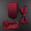 Tie Set Polyester Jacquard Woven Necktie Bowtie Suit Vintage Red Blue - TheWellBeing4All