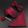 Tie Set Polyester Jacquard Woven Necktie Bowtie Suit Vintage Red Blue - TheWellBeing4All