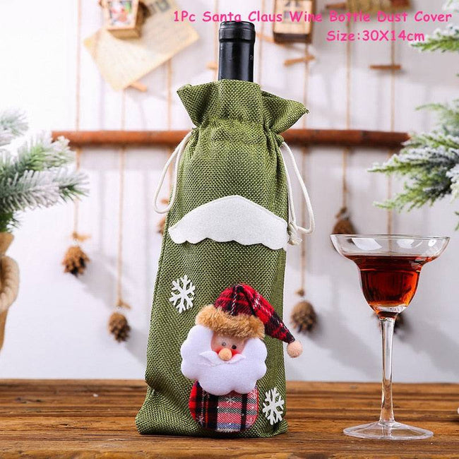 Xmas Wine Bottle Dust Cover Noel Navidad Christmas Decoration