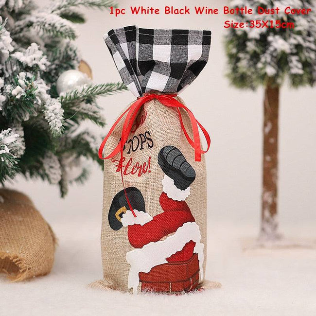 Xmas Wine Bottle Dust Cover Noel Navidad Christmas Decoration