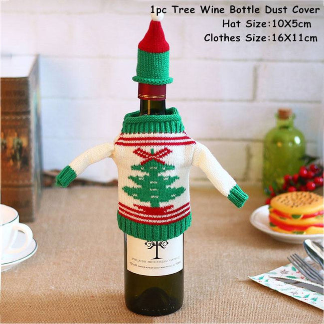 Xmas Wine Bottle Dust Cover Noel Navidad Christmas Decoration