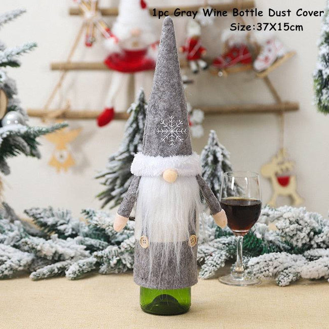 Xmas Wine Bottle Dust Cover Noel Navidad Christmas Decoration